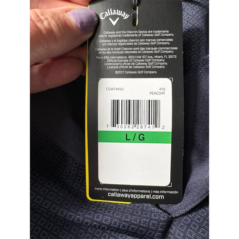 Callaway Womens Polo Shirt Size L Navy Blue Geometric Huntington Ingalls - Picture 8 of 8